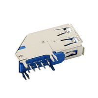 Prise latérale USB3.0 AF Base de corps longue Type de sertissage a 90 degrés Vertical Colle bleue Prise d'interface de transmission de données Connecteur USB