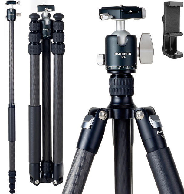 Carbon Fiber Shooting Tripod for Hunting Mini Tripod Camera Tripod with Ball Head for Nikon Canon Sony Cameras