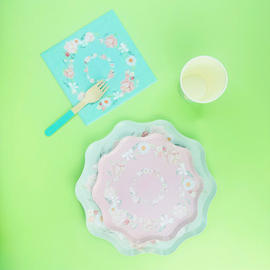 DAMAI Luxury Flower Theme <b>Tea</b> Party Supplies Paper Plate Napkins <b>Cups</b> Party Tableware <b>Set</b> for Wedding Birthday Girl - Product Image 5