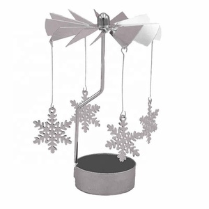クリスマスデコレーションカラースライバーマルチシェイプロマンチック回転金属カルーセルティーライトスタンドキャンドルホルダー - Product Image 2