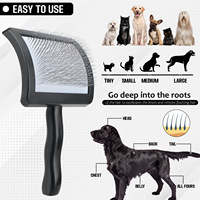 Brosse de toilettage pour animaux Soluna, peigne à picots autonettoyant à dents fines, outil de démêlage en ABS avec poils en acier inoxydable