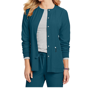 Nuovo Set Divisa Medica da Donna 2025, Blu, Maniche Lunghe, 100% Cotone, con Bottoni, Uniforme Infermieristica per Ospedale/Clinica/Dentista/Salone - Product Image 1