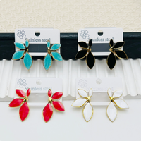RINHOO - Aretes de Acero Inoxidable al por Mayor, con Esmalte, Diseño de Cereza, Mariposa y Flor, Chapados en Oro, Antialérgicos, Joyería de Moda para Mujer