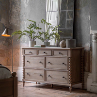 Buffet mural moderne en bois massif modulaire à sept tiroirs, style vieilli, pour chambre à coucher