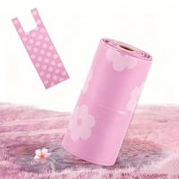Sacs à déjections pour animaux de compagnie en PLA rose fleur de cerisier, tendance, essentiels pour la promenade des chiens en extérieur, biodégradables, avec fermeture autocollante
