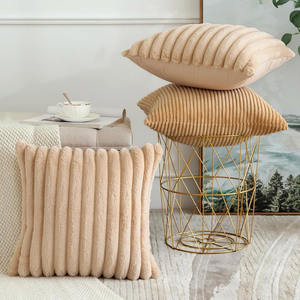 ปลอกหมอนอิงลายทางผ้าคอร์ดูรอย ปลอกหมอนขนเฟอร์เทียม ปลอกหมอนอิงตกแต่งโซฟา ปลอกหมอนโซฟา - Product Image 4