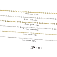 Chaîne à maillons en acier inoxydable de 45 cm, accessoires de fabrication DIY, plaquée or 18 carats, résistante à l'eau, bijoux minimalistes tendance, colliers