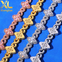Collier unisexe en cuivre, chaîne cubaine, motif trèfle à quatre feuilles, maillons en forme de 8, sertissage griffe de zircon, cadeau naturel, luxe européen