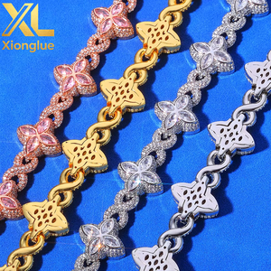 Unisex Copper Cuban Chain Necklace Four-Leaf <b>Clover</b> Design 8-Shape Link Zircon Claw Setting Natural Gift European Hop Luxury - Product Image 4