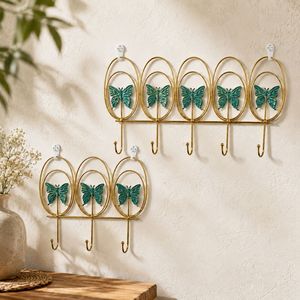 Butterfly <b>Wall</b> Hooks Gold Iron 5 Hooks No Drilling Entryway Bathroom <b>Storage</b> - Product Image 4