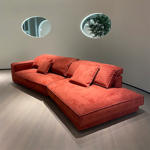 Uxury-sofás modulares de cuero nobuk para el hogar, conjunto de sofás seccionales de forma curvada para hotel y sala de estar - Product Image 4