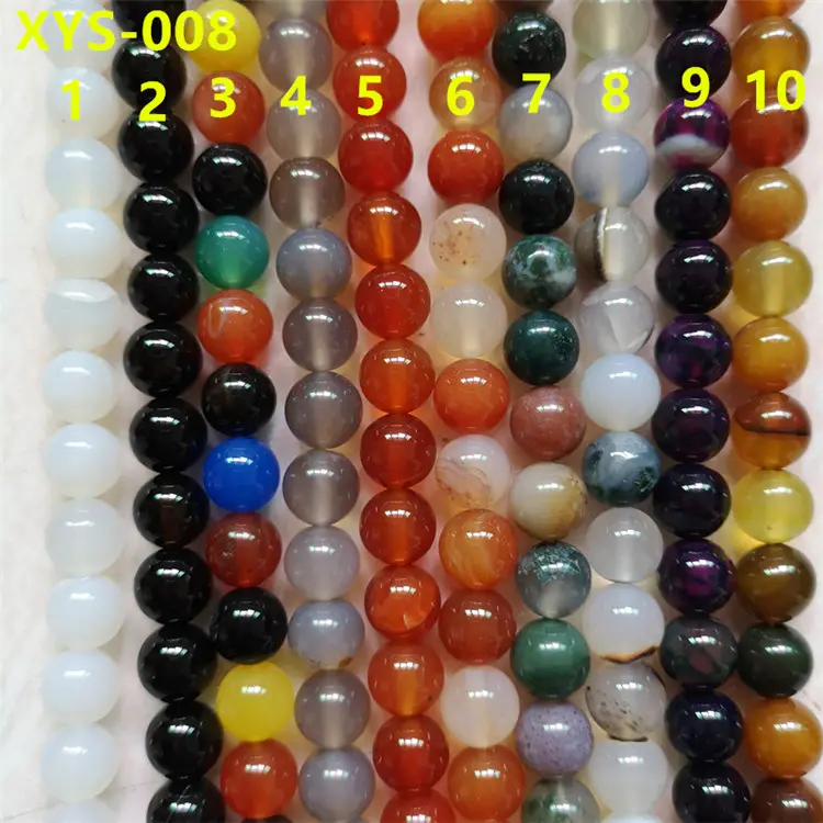 8Mm Hitam Merah Hijau Putih Agate Beads Longgar Perhiasan Beads untuk Membuat Perhiasan