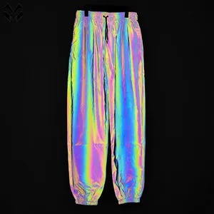 2021 New Fashionable Hot Selling Hip Hop Streetwear Men Trousers Cargo Pants Unisex Rainbow Reflective Pants