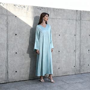 Abaya de luxe en polyester avec strass thermocollants pour femmes musulmanes, personnalisable, OEM, vente en gros - Product Image 1