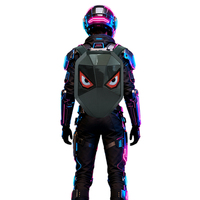 Tas ransel berkendara sepeda motor LED, tas ransel helm pengendara lampu LED DIY layar tampilan mata setan