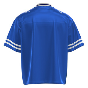 HEALY T-shirt de football rétro confortable à col en V, rayé, bleu, très visible, style streetwear, haute performance, personnalisable - Product Image 3