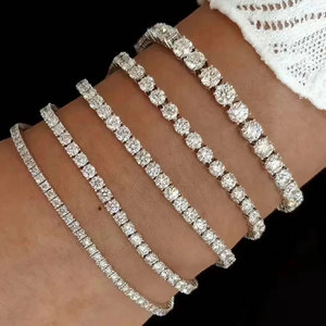 Bracciale Tennis BMO a Prezzo di Fabbrica Iced Out 2mm 3mm 4mm VVS in Argento 925 con Diamanti Moissanite da Laboratorio VVS Stile Hip Hop - Product Image 1