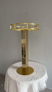 Support de centre de table floral en métal plaqué or FS006 pour mariage, fête, événement, cérémonie, réception, décoration - Product Image 4