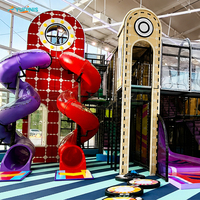 Parque Infantil Interior Multinivel con Toboganes, Gran Parque de Juegos con Toboganes, Tobogán Matrix, Área de Juegos Suave para Niños