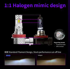Faros LED para Auto <span class=keywords><strong>RYD</strong></span> Serie L5 H11 H8 H9 H16, Plug and Play, CSP 3000LM 30W, Sin Ventilador - Product Image 2