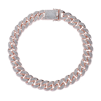 2025 grosir gelang Choker Miami NL2022 dilapis emas Baguette rantai Tautan Kuba es penuh dengan campuran seng berlian imitasi
