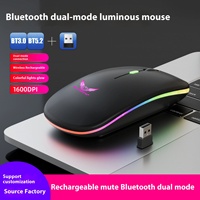 工厂直供 2.4G 充电式静音无线游戏鼠标 右手用 LED 背光 1600 DPI 可编程 4 个按键 轻量级