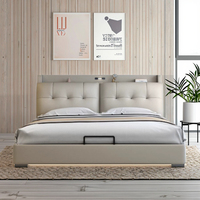 Lit rembourré de luxe avec tiroirs de rangement, design minimaliste moderne, tête de lit haute densité pour ensemble de meubles de chambre à coucher