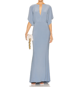 <span class=keywords><strong>2022</strong></span> verano OEM moda ligero Dolman mangas con detalle dividido cintura elástica Vestido Mujer fiesta - Product Image 4