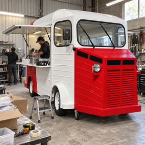 Camion de restauration électrique de style van rétro personnalisé avec fenêtres de service latérales, cuisine mobile, véhicule de vente de nourriture de rue à vendre - Product Image 3