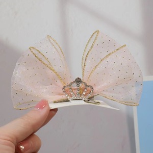Korean children's 3D <b>bow</b> hair <b>clip</b>, princess crown hair accessory, cute baby headwear, little girl hair <b>clip</b>. - Product Image 3