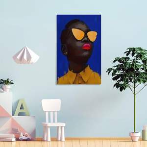 Mujer moderna, retrato abstracto personalizado, pinturas en lienzo y artes de pared, decoración del hogar, póster de lágrima negro dorado de lujo - Product Image 3