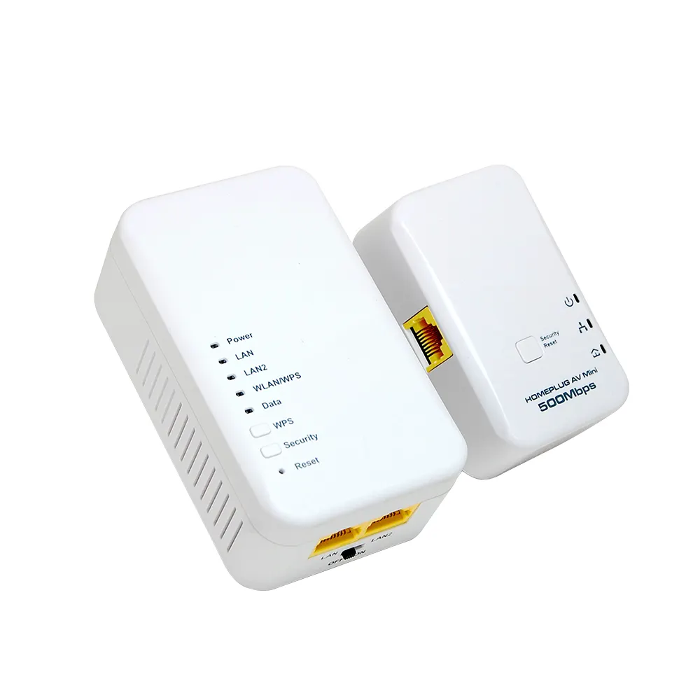 High Efficient Low Cost Homeplug AV Mini powerline adapter wifi extender up to 500Mbps&Wireless 300Mbps Powerline kits
