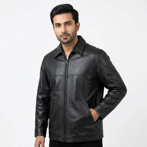 2026 Fashion <b>Men</b> Genuine <b>Leather</b> <b>Jackets</b> Autumn Solid Color Popular Simple Casual <b>Jackets</b> for <b>Men</b> High Quality Custom Logo OEM - Product Image 1
