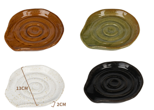 Poggiacucchiaio in Ceramica Artigianale Stile Giapponese, Porta <span class=keywords><strong>Mestoli</strong></span> Rustico in Gres con Bordi, Organizzatore Utensili da Cucina Artigianale - Product Image 2