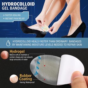 40 Pieces Gel Blister Bandages for Feet Variety Hydrocolloid Blister <b>Cushions</b> <b>Pads</b> for Feet Prevention Adhesive Waterproof - Product Image 4