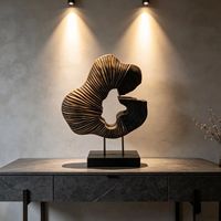 Sculpture en bois creuse irrégulière Art Déco sculptée à la main, motif nature morte, finition noire délavée, décoration de table de haute qualité pour la maison