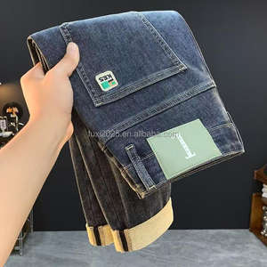 Jeans da <span class=keywords><strong>Uomo</strong></span> a Gamba Dritta Vita Alta in 100% Cotone <span class=keywords><strong>Pantaloni</strong></span> Estivi Casual con Tecnica di Lavaggio Morbidi Comodi e Resistenti all'Usura Vestibilità <span class=keywords><strong>Slim</strong></span> - Product Image 3