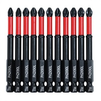 Lot de 10 embouts de tournevis magnétiques antidérapants Phillips PH2, longueur 3-1/2 pouces, finition peinte, embouts pour visseuse à chocs