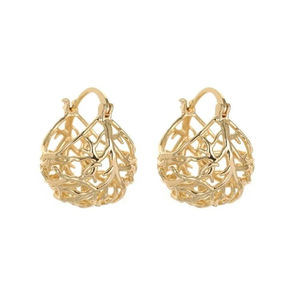 <b>Gold</b> Tone Tree of Life Openwork <b>Huggie</b> <b>Earrings</b> for Women Elegant Fashion Jewelry - Product Image 1