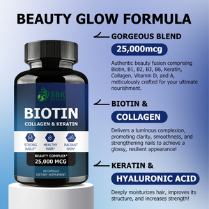 Highly Effective Beauty Glow Formula Collagen Biotin Capsules Vitamins <b>Supplement</b> for Strong Nails Enhance Antioxidant Capsules - Product Image 3