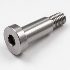 Perno de hombro de acero torneado por CNC con cabeza hexagonal, roscado, con punta roscada y diámetro de rodamiento, longitud de paso personalizada, compatible con CAD - Product Image 1