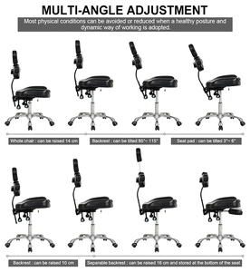 Chaise de tatoueur ergonomique réglable Dongpin, chaise de barbier noire avec dossier confortable et roulettes pour studios de tatouage - Product Image 5