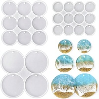 Moule en silicone pour pendentifs et breloques porte-clés en résine époxy cristal, 4-9-12 pièces, avec trous – Emballage OPP Chine, produit transfrontalier très vendu
