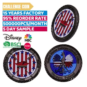 Monedero de desafío de esmalte suave de Metal de Estados Unidos personalizado, monedas de doble cara de águila con moneda de desafío de aleación de Zinc