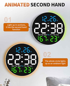 <b>LED</b> Wall Alarm <b>Clock</b> Display Temperature Humidity Week Calendar Reloj De Pared Round Large Screen Wall <b>Clock</b> with Night Light - Product Image 5