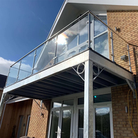 Balustrade extérieure en verre trempé avec poteaux en acier inoxydable pour balcon et terrasse