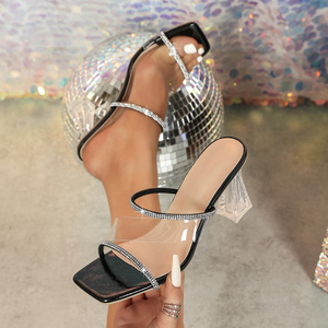 Sandales à talons hauts transparentes en strass de haute qualité pour l'été 2025 – Plateforme élégante en cristal pour femmes, nouveau style à bout ouvert - Product Image 2