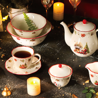 Mug à café en porcelaine émaillée couleur unie de Noël, bord doré en relief, compatible lave-vaisselle et micro-ondes, design personnalisable pour