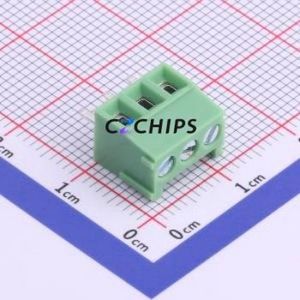 XY302V-3.5-3P Screw Terminal Block Through hole Component (THT),P=3.5mm Connector 1x3P 3.5mm Green Through Hole - Product Image 1