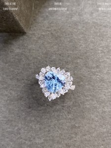 Anillo de compromiso de Aguamarina de oro amarillo de 18 quilates, 6-9mm, ajuste de halo de diamante de piedra preciosa azul brillante con joyería de platino de lujo - Product Image 2